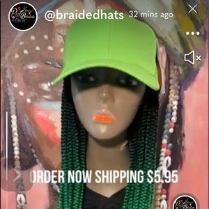 Lime green hat with lime green ombre twist very cute lightweight and affordable